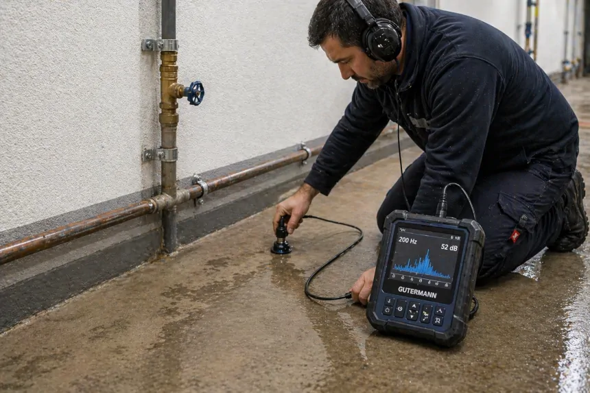 Detección y localización de fugas de fugas de agua con audífono